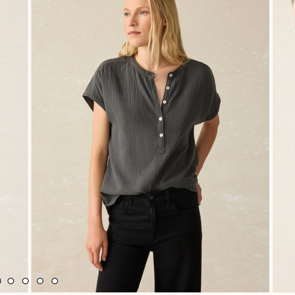 Faherty Desmond Cotton Gauze Top Size M